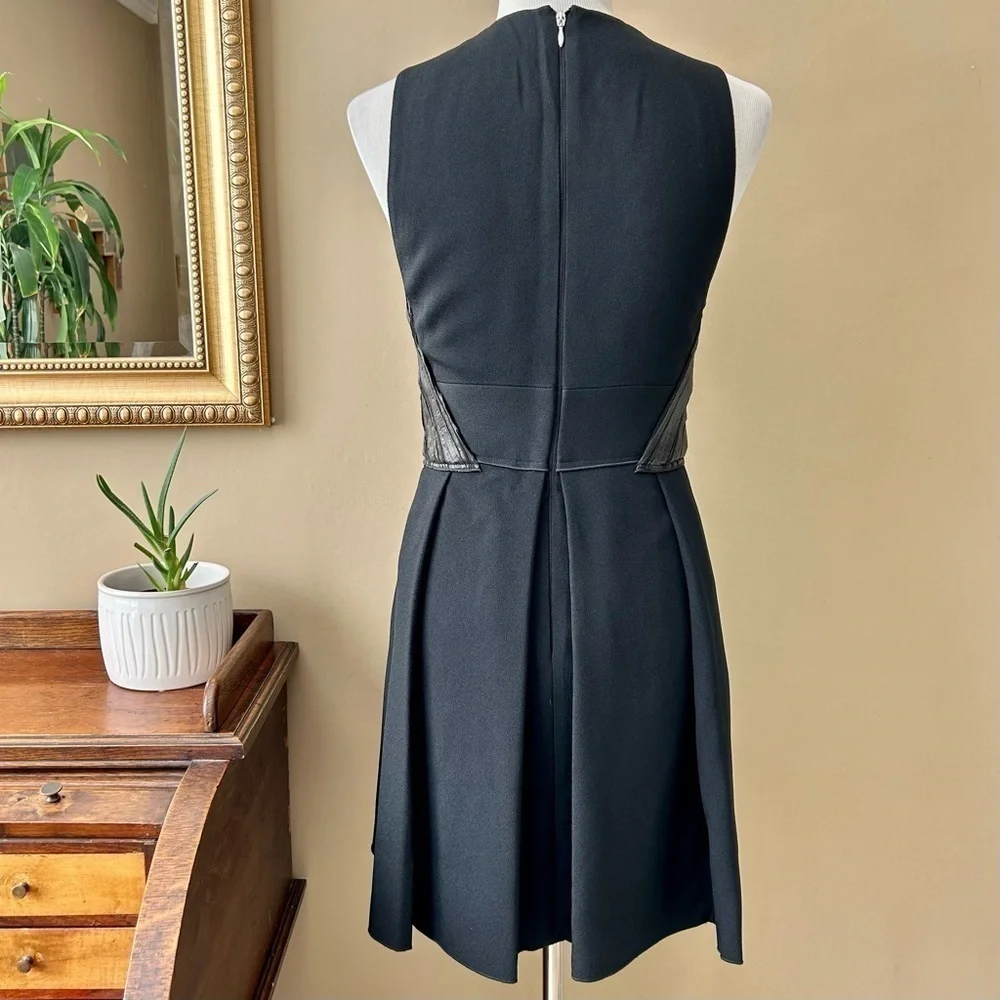 Proenza Schouler Foil Print Pleated Cloque Dress Black Metallic Sleeveless Sz 4